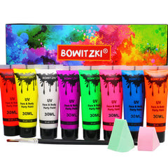 Bowitzki front packaging showing full 8-color kit and included tools for quick setup