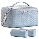 BOYATU front view of packed cosmetic bag showing stylish waterproof finish and easy access