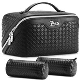 BOYATU front view of the travel makeup bag showcasing shape and color benefit organized travel