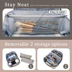 BOYATU small pouch filled with brushes and lipsticks for tidy quick access