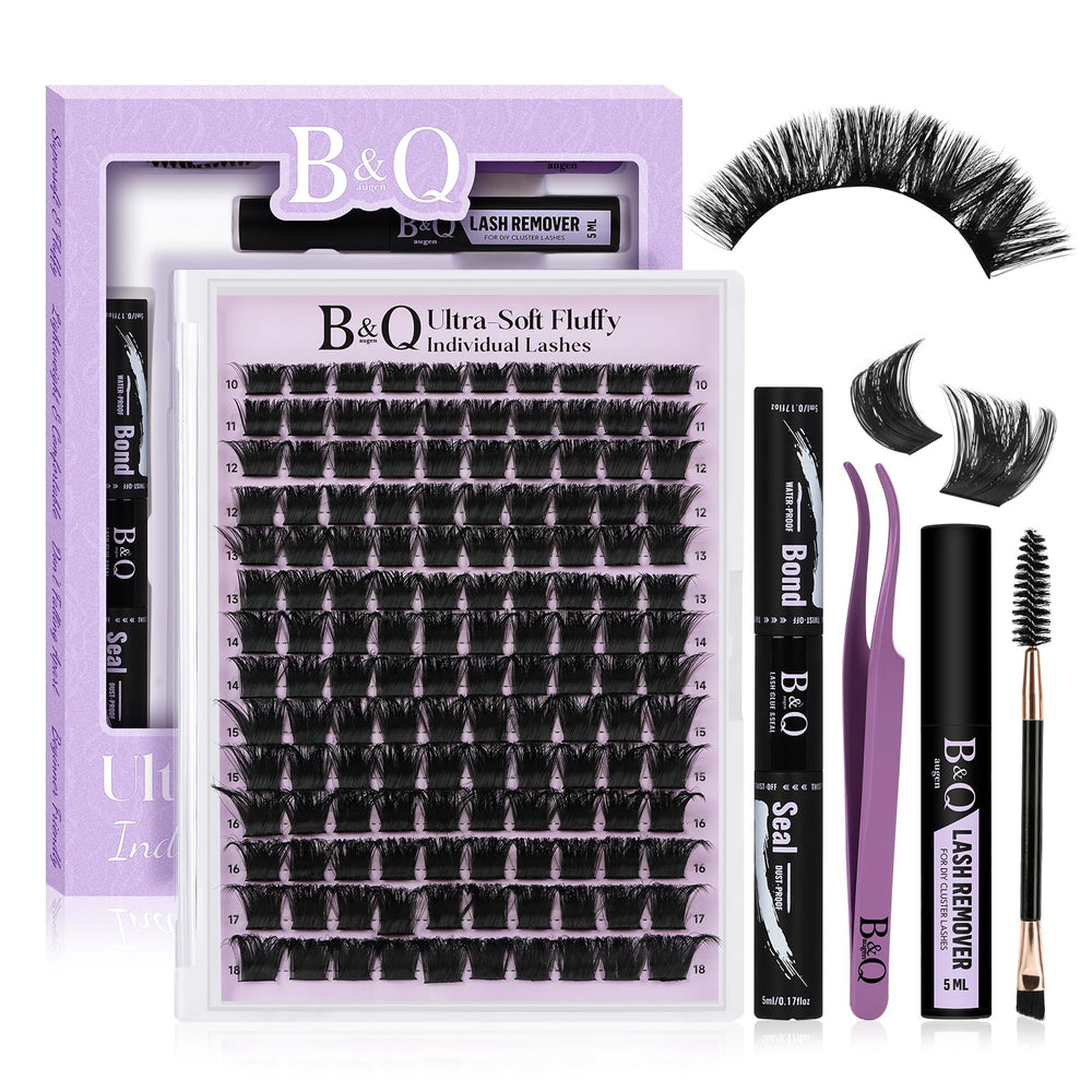 B&Qaugen front packaging showing complete fluffy lash kit for quick volume