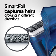 Braun M60b close-up of wide floating foil for comfortable close shaving
