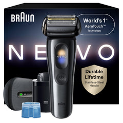 Braun NEVO front view showing sleek design and ergonomic grip benefit