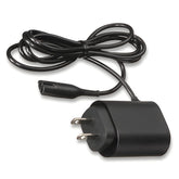 Braun replacement charger front view showing compact black adapter and plug benefit reliable charging