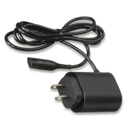 Braun replacement charger front view showing compact black adapter and plug benefit reliable charging