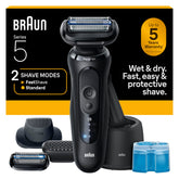 Braun Series 5 front angle showing ergonomic grip and sleek design benefit comfort