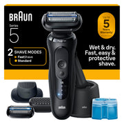 Braun Series 5 front angle showing ergonomic grip and sleek design benefit comfort