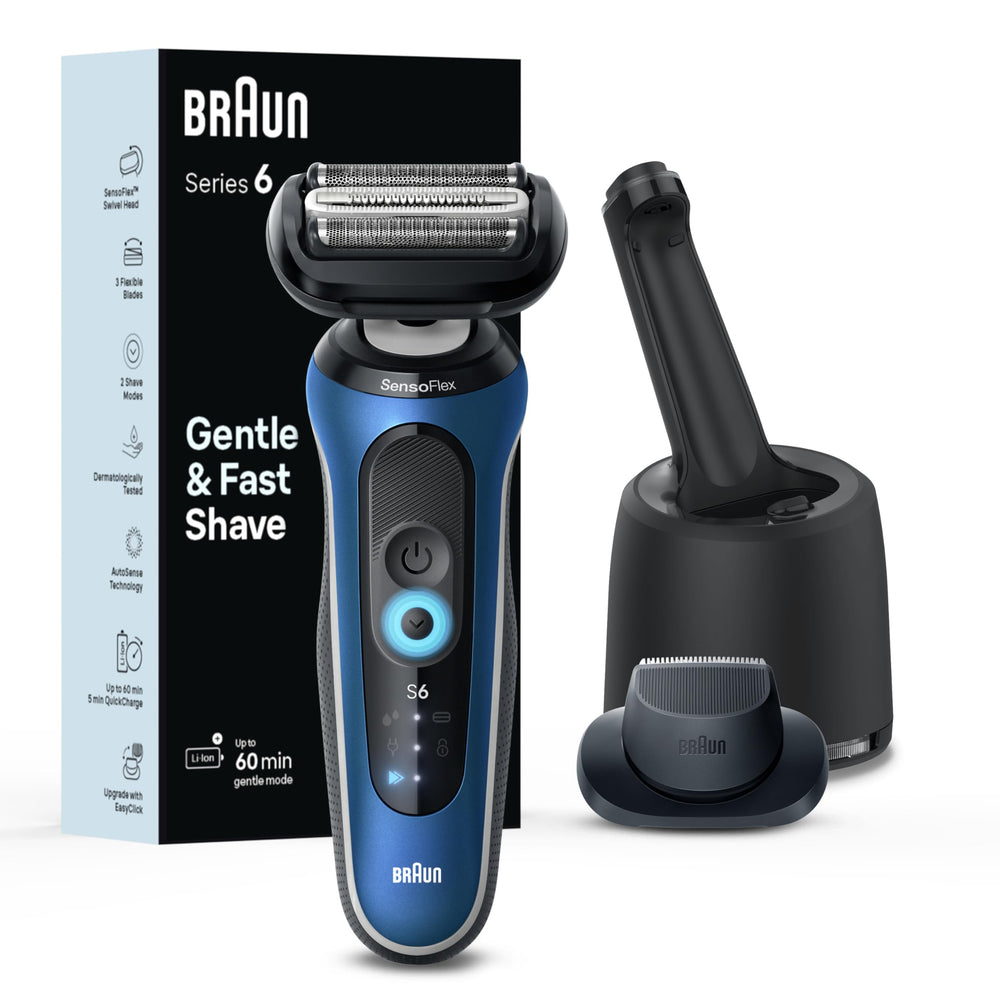 Braun Series 6 front view showing ergonomic handle and kit convenience