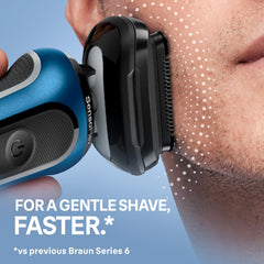 Braun precision trimmer attachment in use for clean sideburns and lines