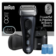 Braun Series 8 front view showing ergonomic handle and foil for comfortable grip