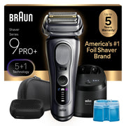 Braun Series 9 PRO+ front view showing ergonomic handle and controls for comfortable grip