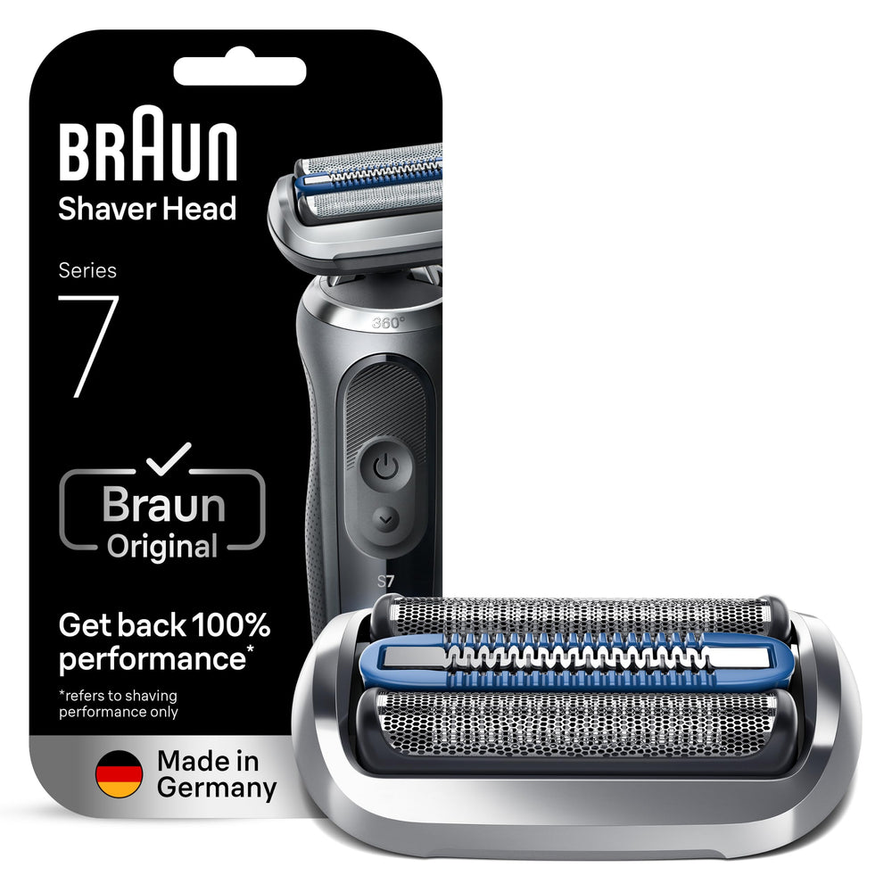 Braun Series 7 front packaging showing original replacement head and branding for authentic fit