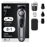 Braun Series 7 front view with attachments showing versatile grooming