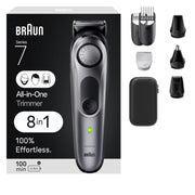 Braun Series 7 front view with attachments showing versatile grooming
