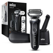Braun Series 7 front view showing sleek black design and ergonomic grip for comfortable use