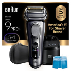 Braun Series 9 PRO+ front view showing ergonomic grip and silver finish for comfortable handling