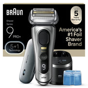 Braun Series 9 PRO+ front view showing ergonomic handle and foil for comfortable shaving