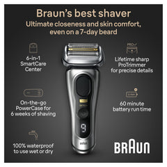 Braun Series 9 PRO+ precision trimmer detail made of surgical-grade steel for accurate shaping