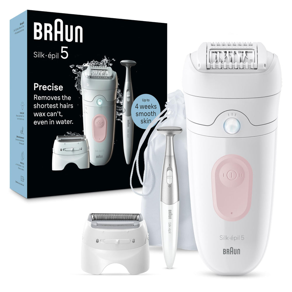 Braun Silk-épil 5 front view showing ergonomic grip and epilation head for precise removal
