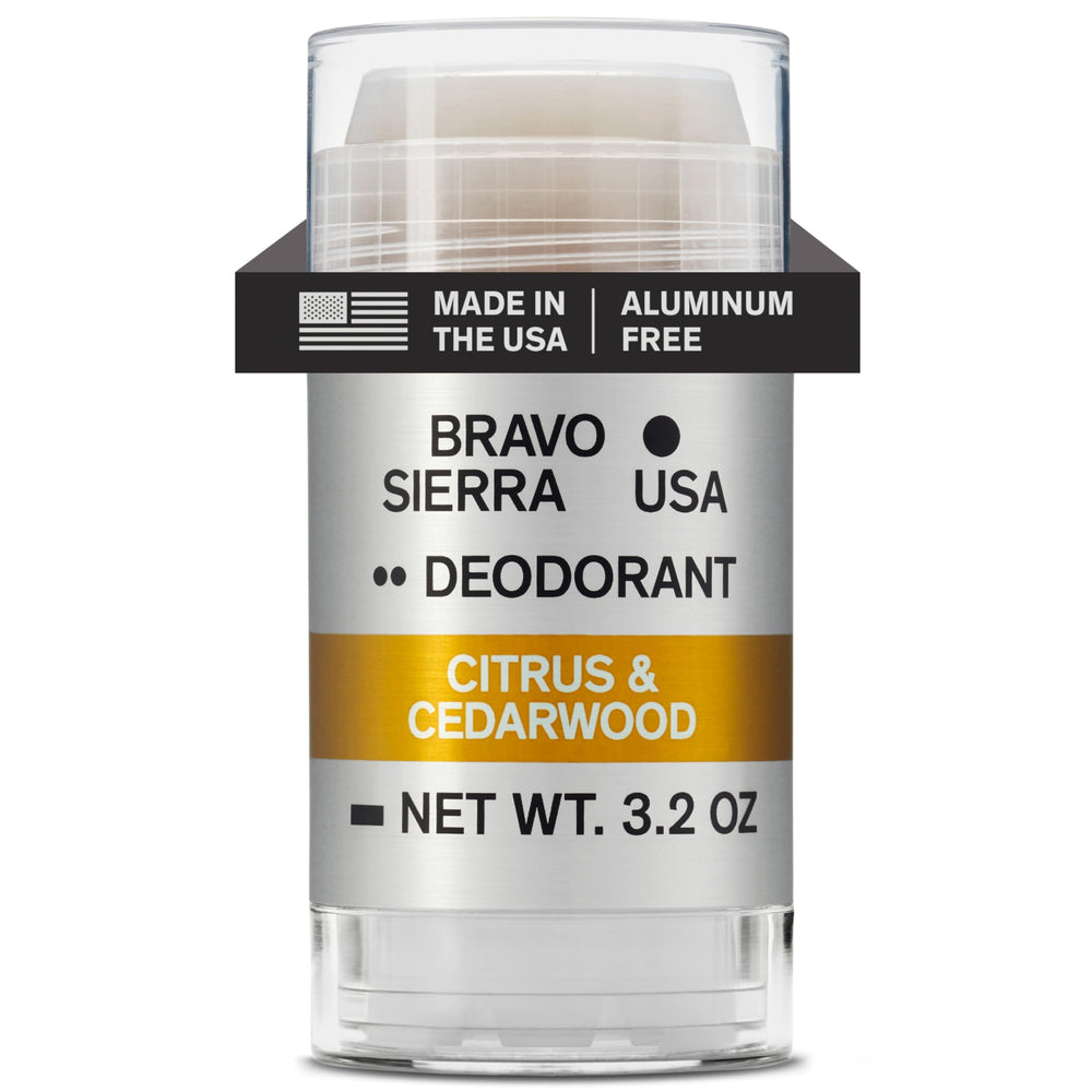 Bravo Sierra front packaging showing stick and citrus cedarwood scent benefit