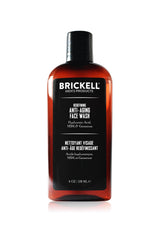 Brickell Men’s face wash front packaging shows bottle and branded label benefit: clean skin