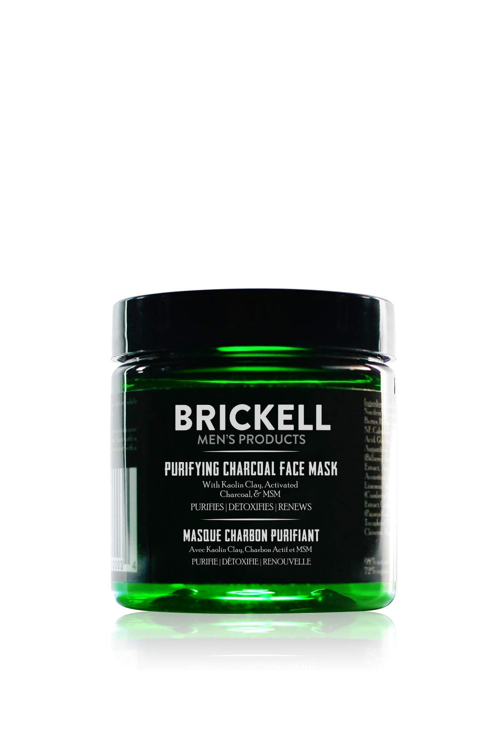 Brickell front packaging showing mask jar and benefits