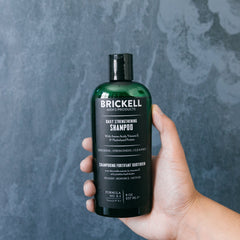 Brickell Men's Products bottle with peppermint and tea tree to highlight natural ingredient benefits