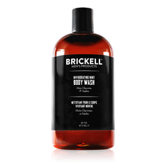 Brickell Men's Products front bottle showing label and invigorating mint benefit