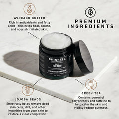 Brickell Men’s tube close-up label highlighting exfoliating formula and scent