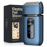 Brightup foil shaver front view showing compact design and close shave benefit