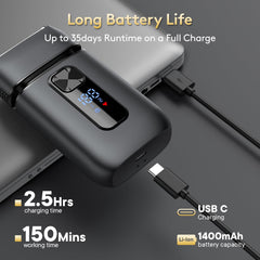 Brightup LED display and power button showing battery runtime guidance