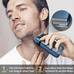 Brightup close up of dual foil mesh highlighting smooth close shave benefit