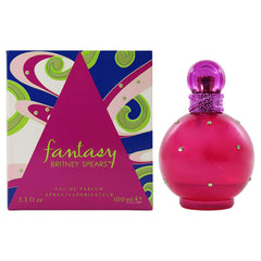 Britney Spears Fantasy angled bottle close-up highlighting glass texture and label