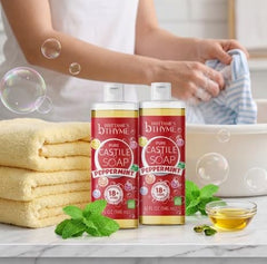 Brittanie's pour texture creating gentle foam demonstrating effective, non-drying lather