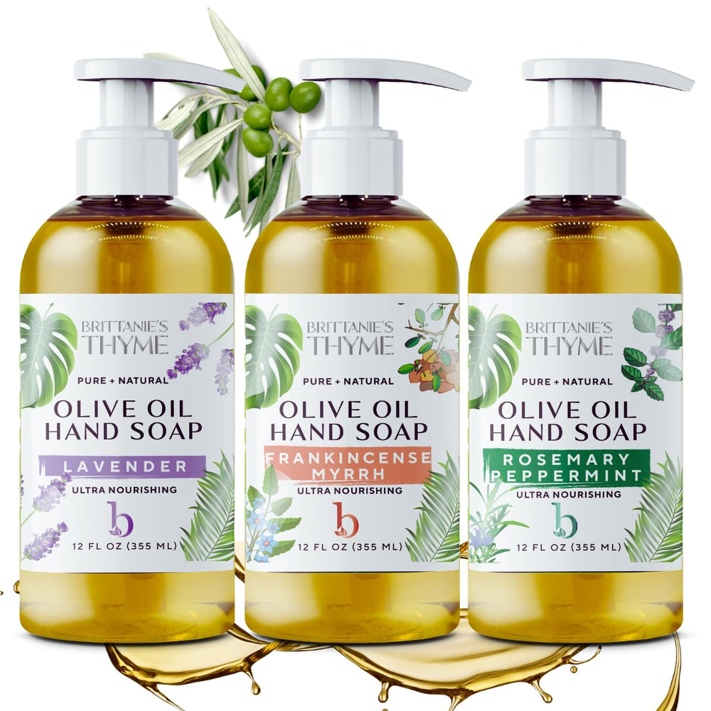 Brittanie's Thyme front bottle showing label and 12 oz size, highlights natural ingredients benefit