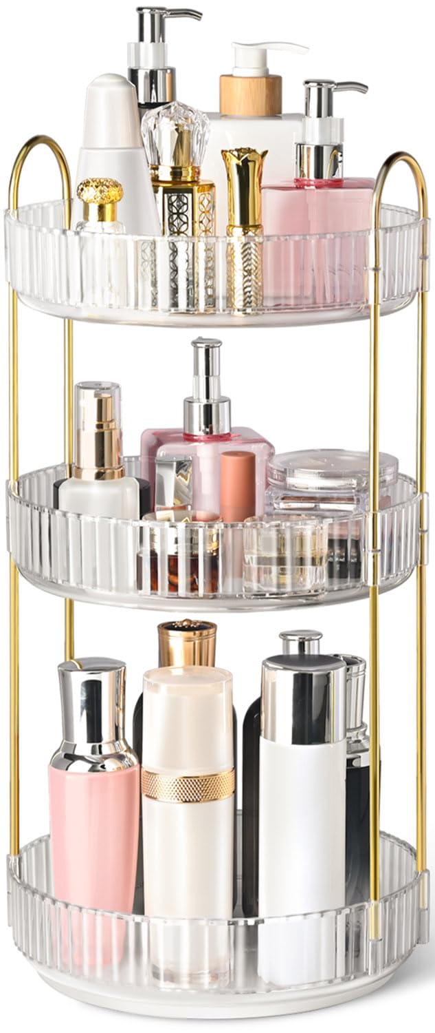 Brothersbox clear organizer front view showing tidy cosmetics and easy reach