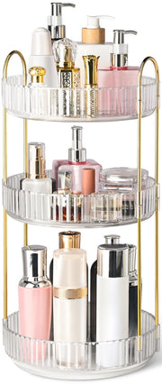 Brothersbox clear organizer front view showing tidy cosmetics and easy reach