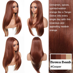 BrownBomb ginger highlights detail showing gradient dyeing for realistic depth