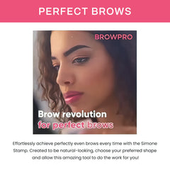BrowPro Simone Stamp application in hand showing quick press-and-fill benefit