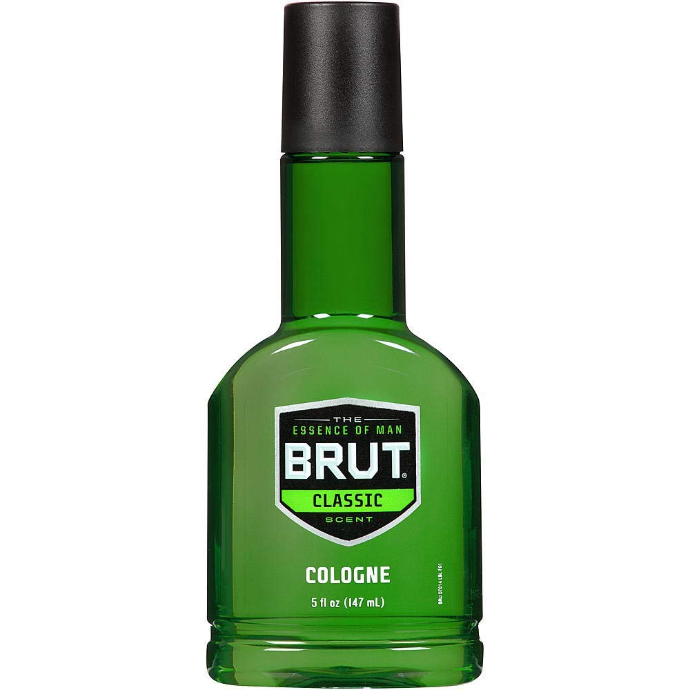 Brut bottle front packaging showing label and size, classic scent convenience