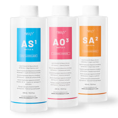 BRÜUN front packaging showing three 400ml aqua serums for machine treatments and consistency benefits