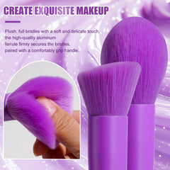 BS-MALL brushes neatly arranged inside open purple case for tidy storage and portability