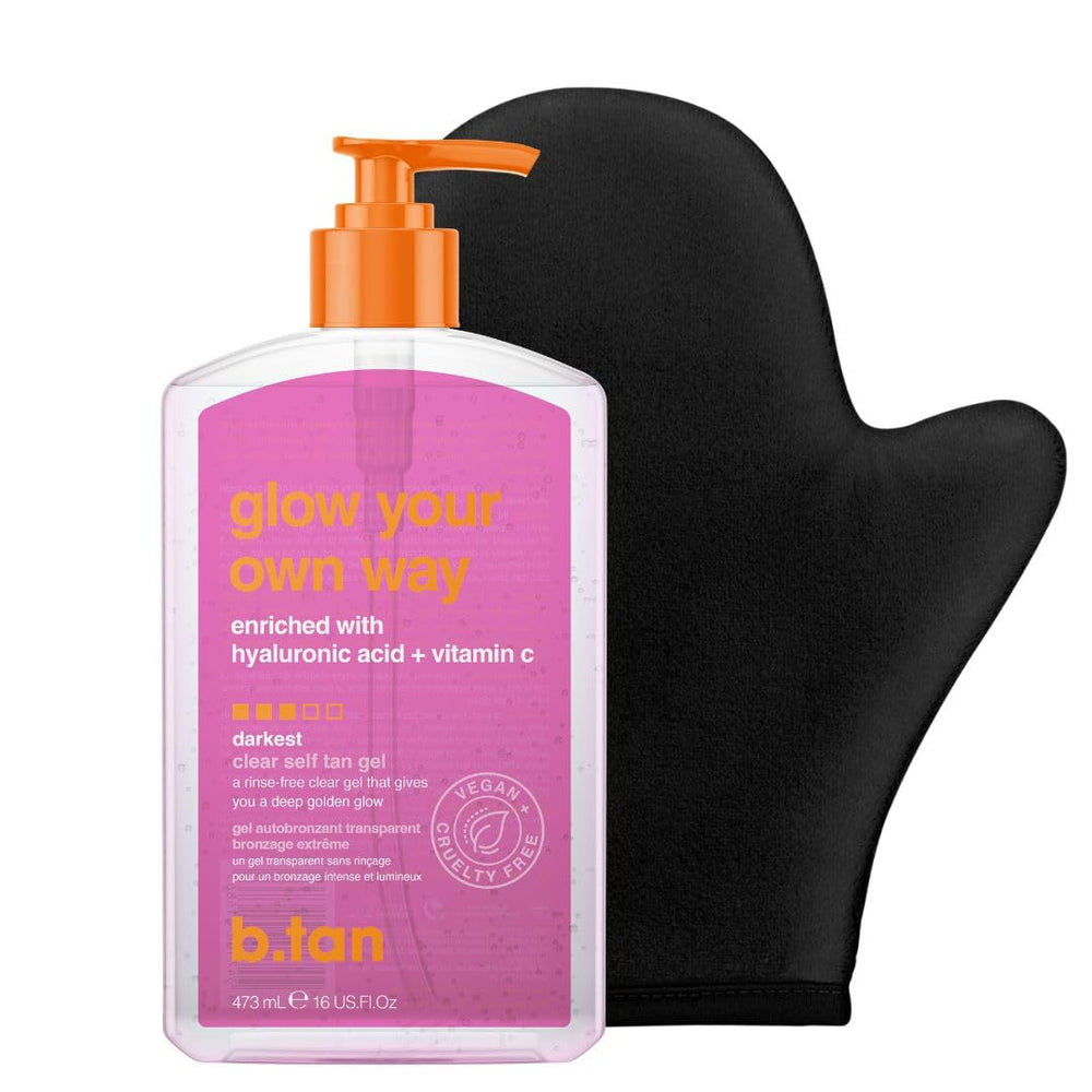 B.TAN front packaging showing kit and mitt for confident application