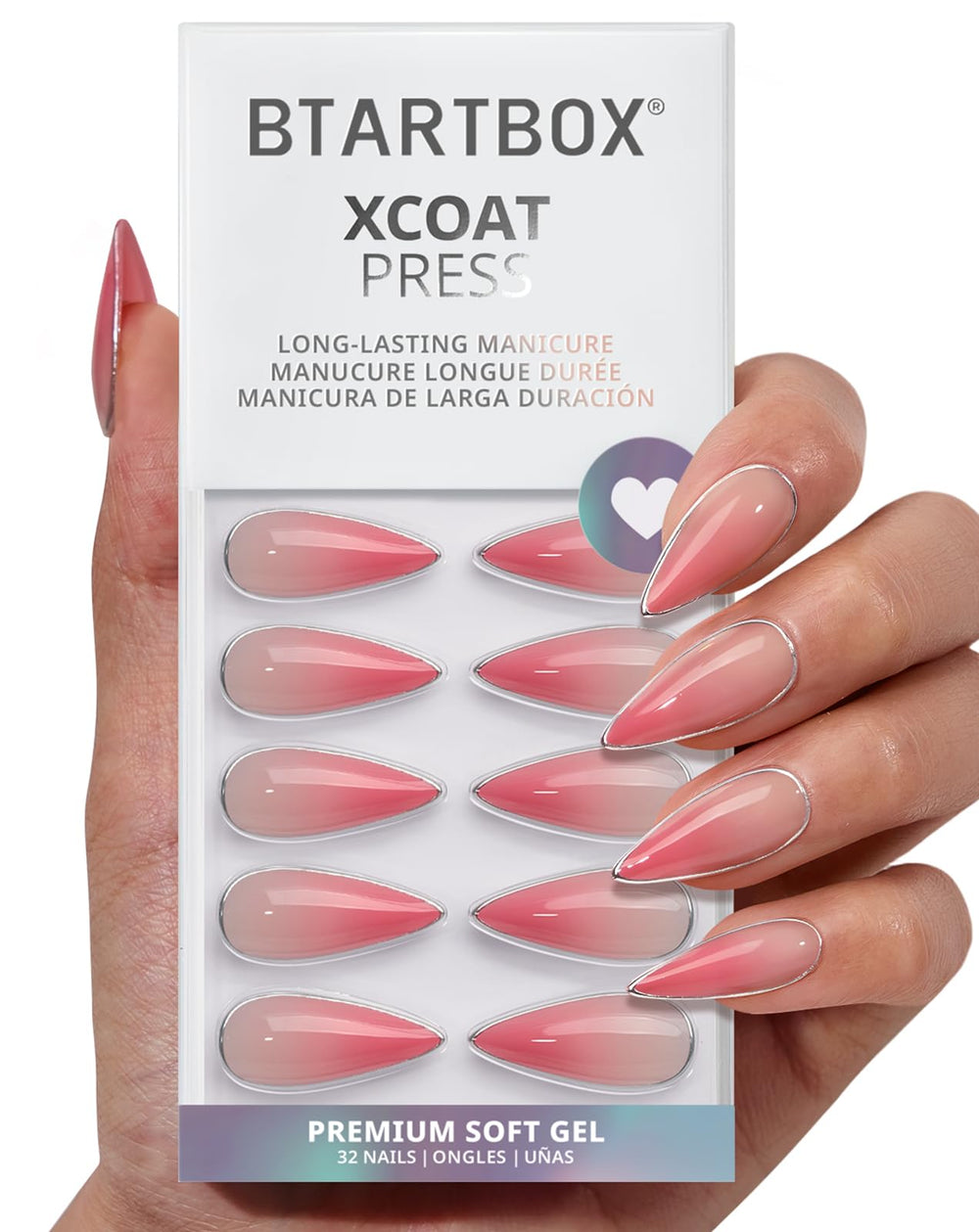 BTArtbox front packaging showing medium stiletto pink kit benefits