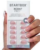BTArtbox front packaging showing short square white French nails and kit benefits
