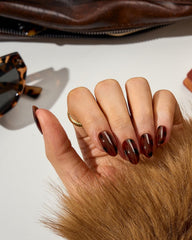 BTArtboxnails applied on hand demonstrating quick 10-minute at-home benefit