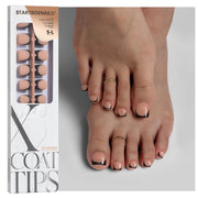 BTArtboxnails front package showing peach square toe press-on nails and benefits