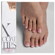 BTArtboxnails front packaging showing French tip pink press-on toenails and fast benefits