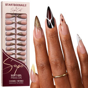 BTArtboxnails front packaging showing 160-piece stiletto set and easy-at-home benefit