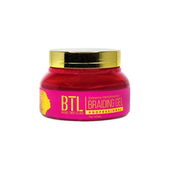BTL Professional 16oz braiding gel bottle front view showing label and size benefit